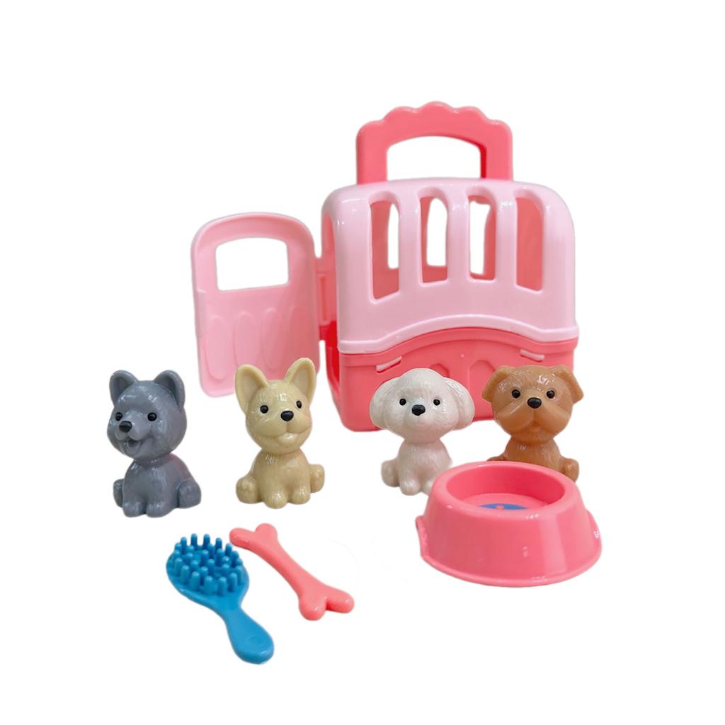 Реалистичный набор для ухода за домашними животными для детей, набор для ухода за домашними животными, игрушка для успокоения ребенка, игрушка для воспитания собаки с переноской, развивающий кукольный домик