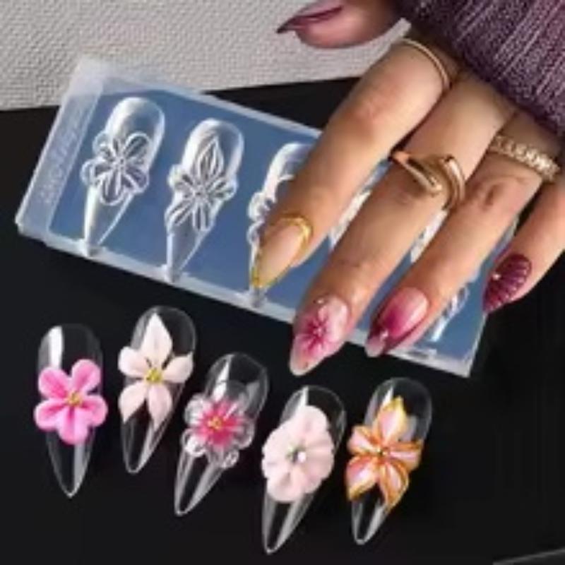 Silicone 3D Hibiscus Flower Nail Mold for Resin Art Professional DIY Nail Tool for Floral Design Creations