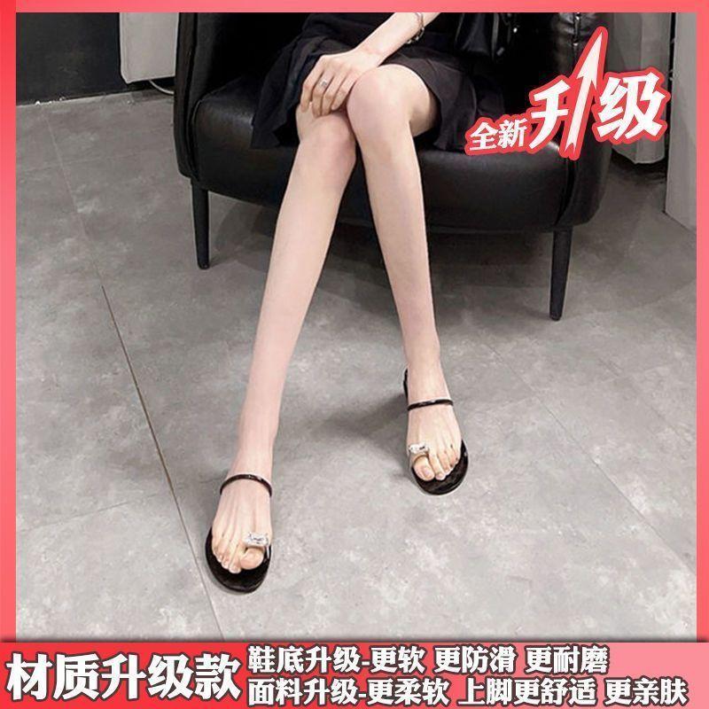 Плоские тапочки со стразами, закрывающие носок, женские туфли, новинка 2025 года, летние французские нишевые сандалии Fairy Wind