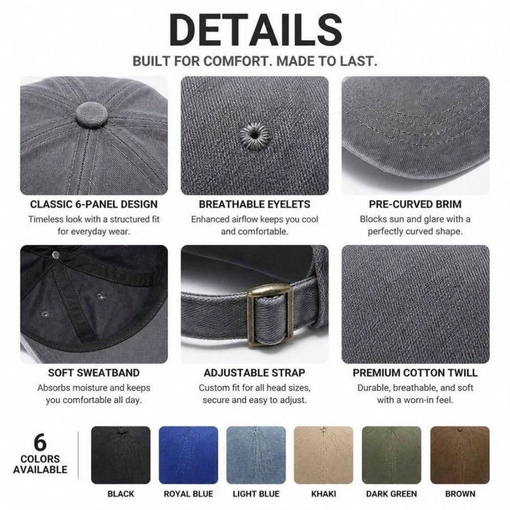 Sun Print Baseball Cap - Vintage Washed Adjustable Soft Fabric Breathable Casual Streetwear Baseball Hat For Men Women Daily Wear Outdoor Sports