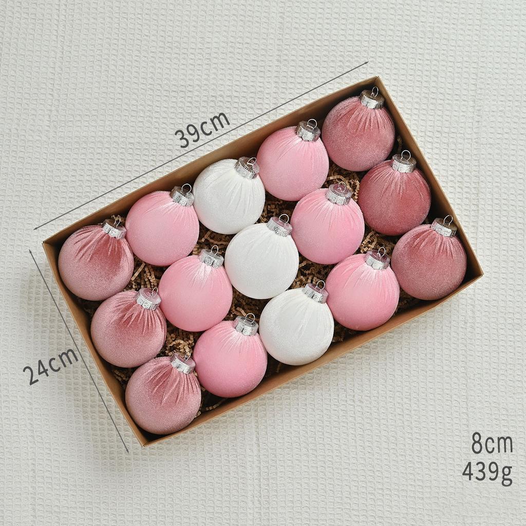 Velvet Christmas Ornaments Balls 15 Pcs 3.1 Inches / 8cm Large Christmas Baubles Shatterproof Xmas Ball for Christmas Tree