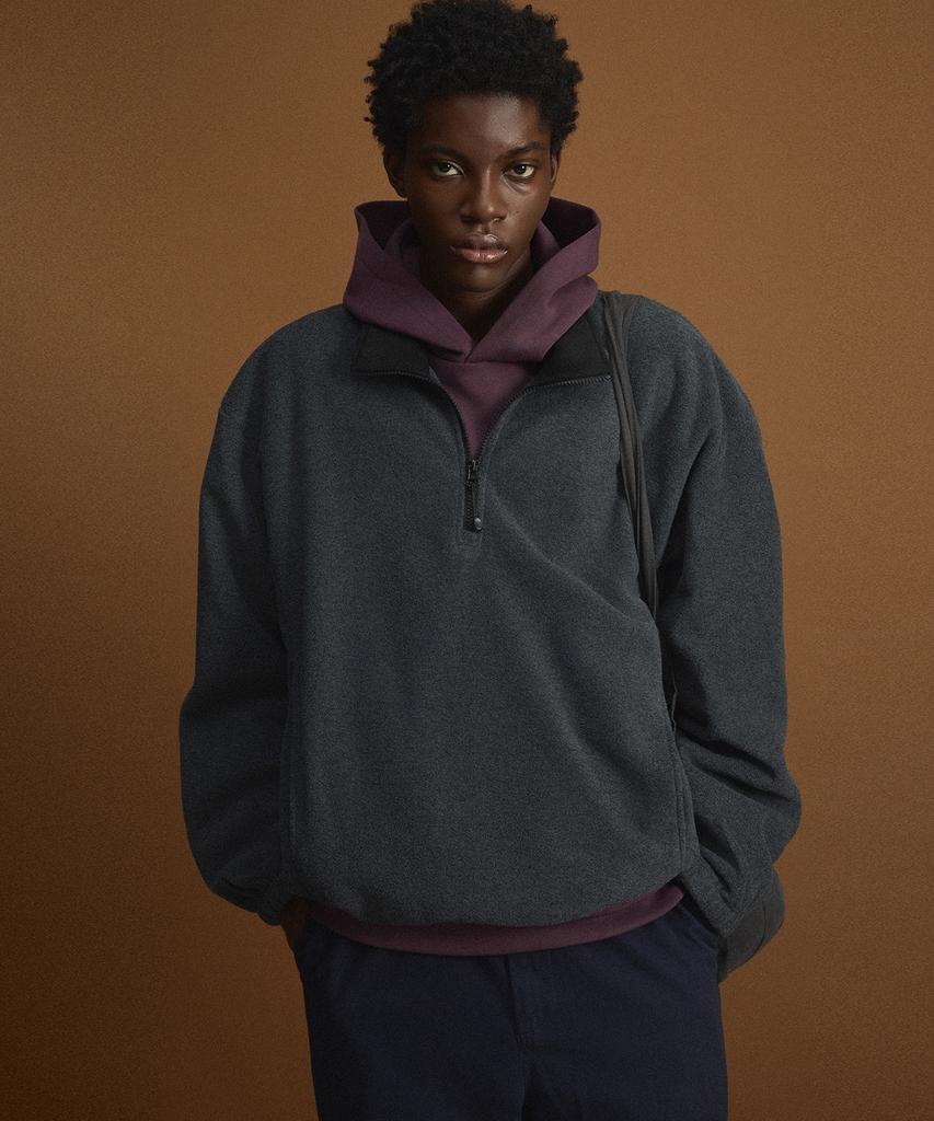 TNGT Oversized Fleece Half Zip-Up (Dark Gray) Tnts6F100Cg