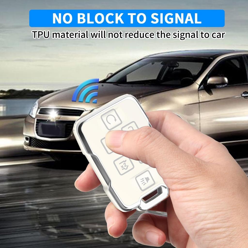 QBUC for Chevy Key Fob Cover,Soft TPU Car Key Case Protector with Leather Keychain Compatible with Chevy Silverado 1500 2500HD 3500HD Tahoe Suburban