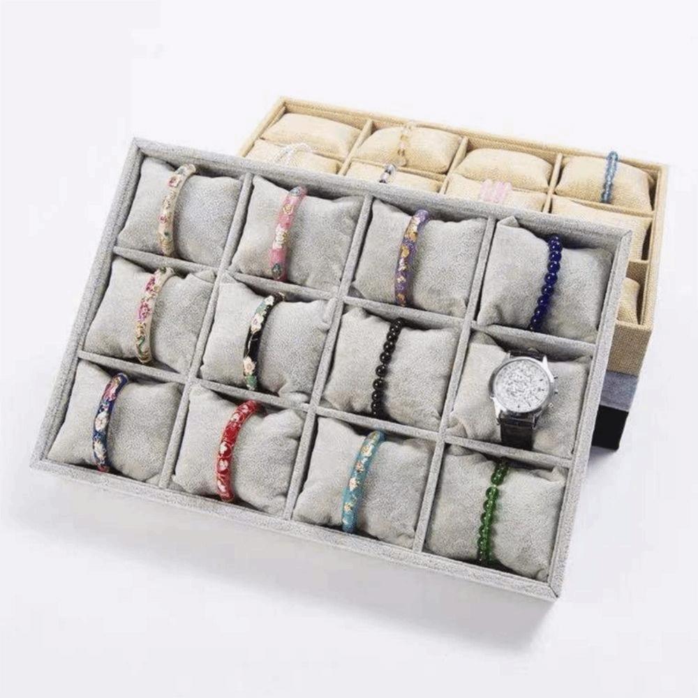 12 Adjustable Compartments Jewelry Display Trays Flannel Bracelet Display Tray Necklace Display