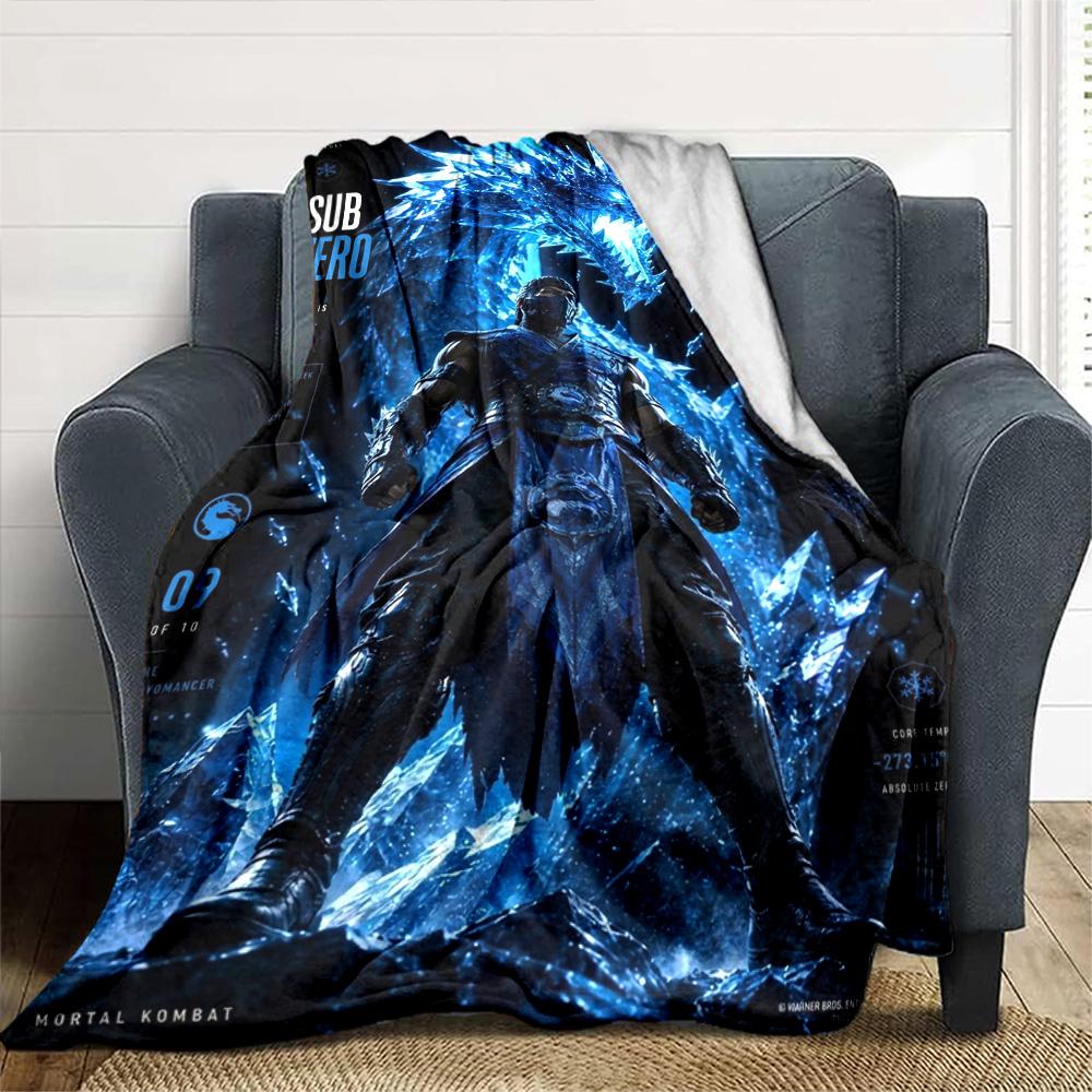 Mortal Kombat Print Flannel Blanket High Quality Warm Comfortable Cover for All Seasons Perfect for Gifts Home Decor