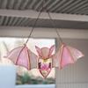 Bat Stained Glass Sun Catcher Translucent Window Hanging Decoration Handmade Acrylic Wall Art Light Catcher for Halloween Home Decor