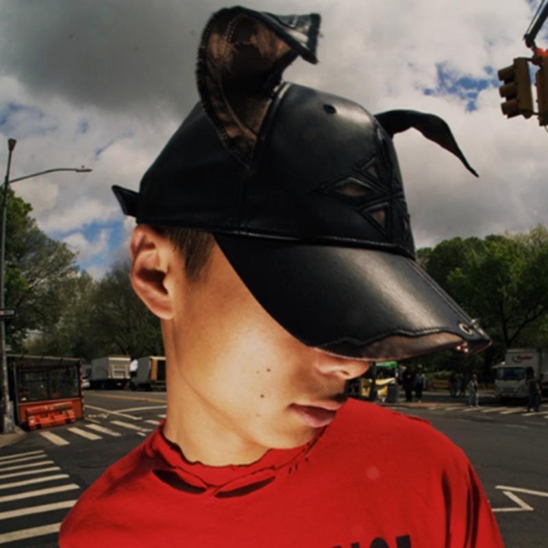 2000s Dog Ear Baseball Hat for Women Men Dystopian PU Leather Hat Subcultures Streetwear Hiphop Hat Daily Party Headwear