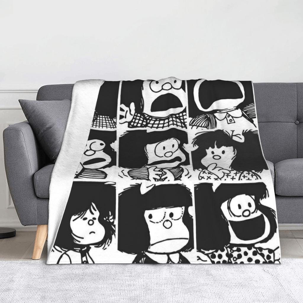 Mafaldas blankets Kawaii Cute Amine Flannel Funny Warm Throw blanket for Bedspread Summer