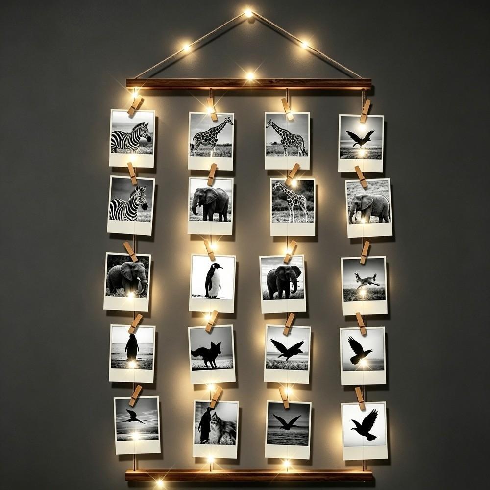 Minimalist Hanging Photo Display Handcrafted Photo Clip String Light  Halloween