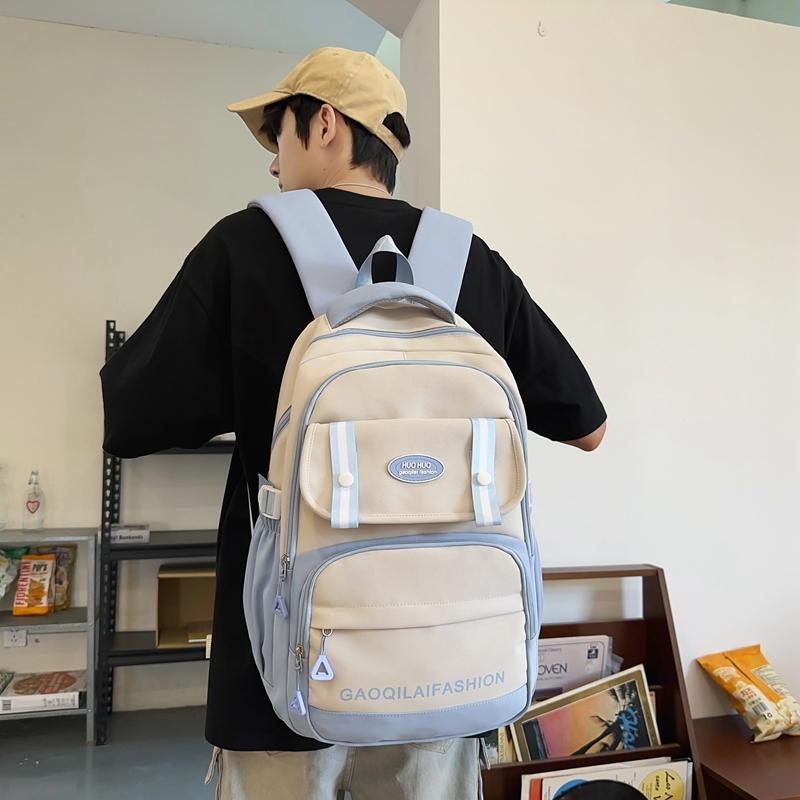 Контрастный цвет Студенческий школьный рюкзак Женский рюкзак большой вместимости Мужской рюкзак для компьютера