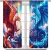 Шторы Ледяной Огонь Дракон, Крутые 3D Мистика Фэнтези Небо Пламя Красный и Синий Летающий Дракон Оконные Украшения, Теплоизолированные Ро