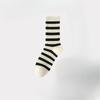 Women's Autumn and Winter Black and White Striped Anti-odor Mid-calf Socks, High Calf Socks, Sports Long Calf Socks