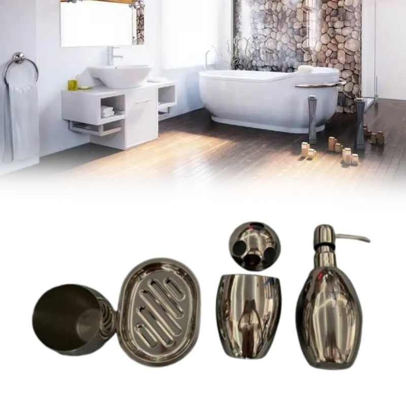 Stainless Steel Bathroom Set Storage Lotion Bottle Washbasin Cup Tool Durable