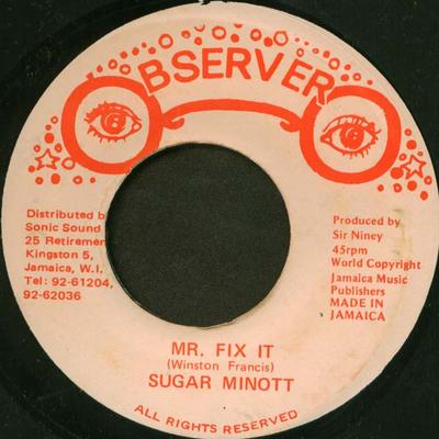 7-дюймовая пластинка SUGAR MINOTT Mr. Исправь это НИЧЕГО Наблюдатель Ямайка Регги Ска Даб Б/У