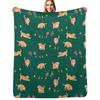 Toller Puppies and Ducklings - Forest Green Throw Blanket Sleeping Bag Soft Big Camping Blankets