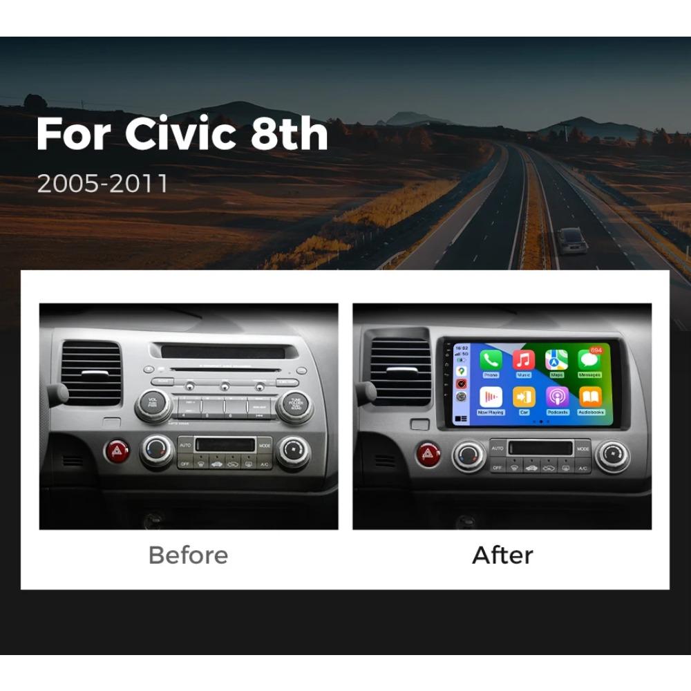 Car Stereo Radio For Honda Civic 8th 8gen 2005 2006 2007 2008 2009 2010 2011 Multimedia Wireless Carplay Android Auto
