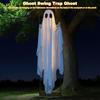 Halloween Hanging Swing Ghost Decor LED Adjustable Ghost Decorations Battery Powered Lighted Swing Pendant for Porch Yard Trees