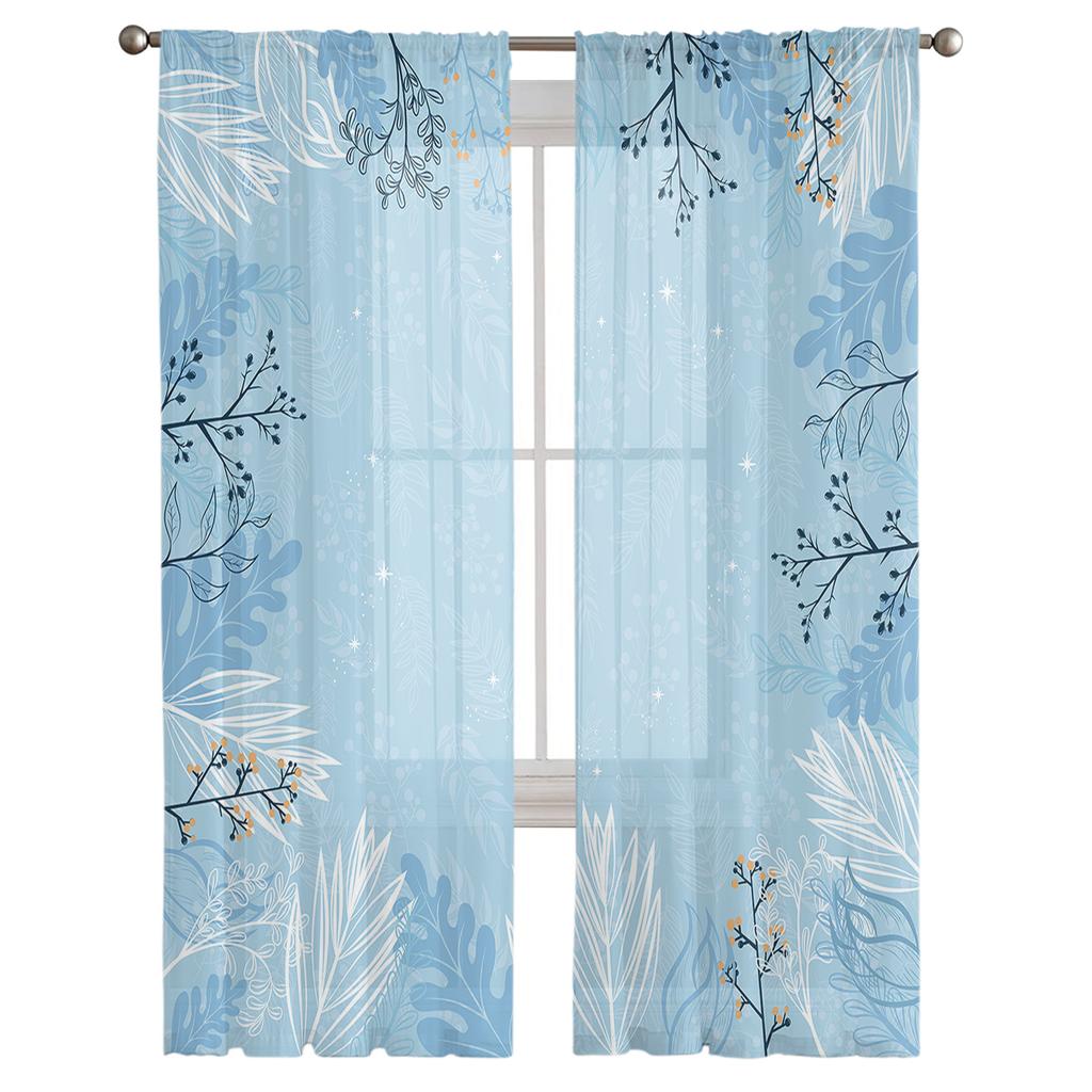 Plant Leaves Flowers Branches Simple Sheer Curtains Living Room Window Tulle Curtains Bedroom Veiling Curtains Luxury Drapes