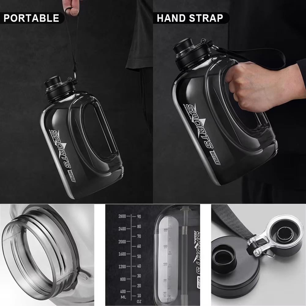 Portable Water Bbottle With A Built In Straw And Shoulder Strap In Eco Friendly Material Suitable For Fitness And Outdoor Activi
