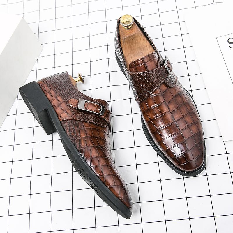 Hot New Monk Shoes Business Leather Laofers Men's Office Shoes Slip-on Shoes Leisure Banquet Shoes Wedding Shoes Plus Size 38-48