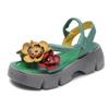 2024 Ethnic Style Comfortable High Heels Platform Genuine Leather Lady Shoes Flower  Women Beach Summer Sandals