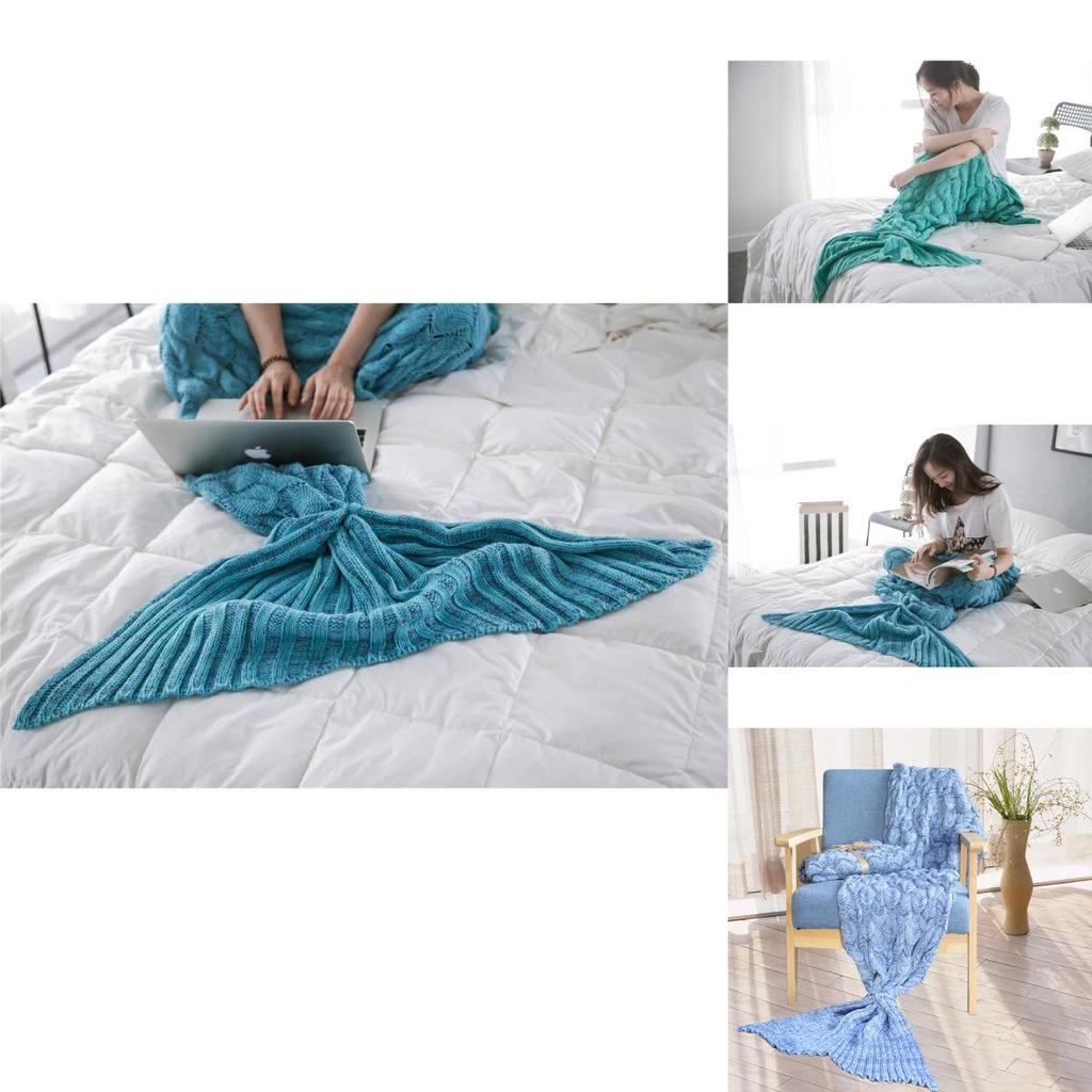 Mermaid Tail Knitted Blanket With Lightweight Faux Cashmere Perfect For Spring And Autumn Use
