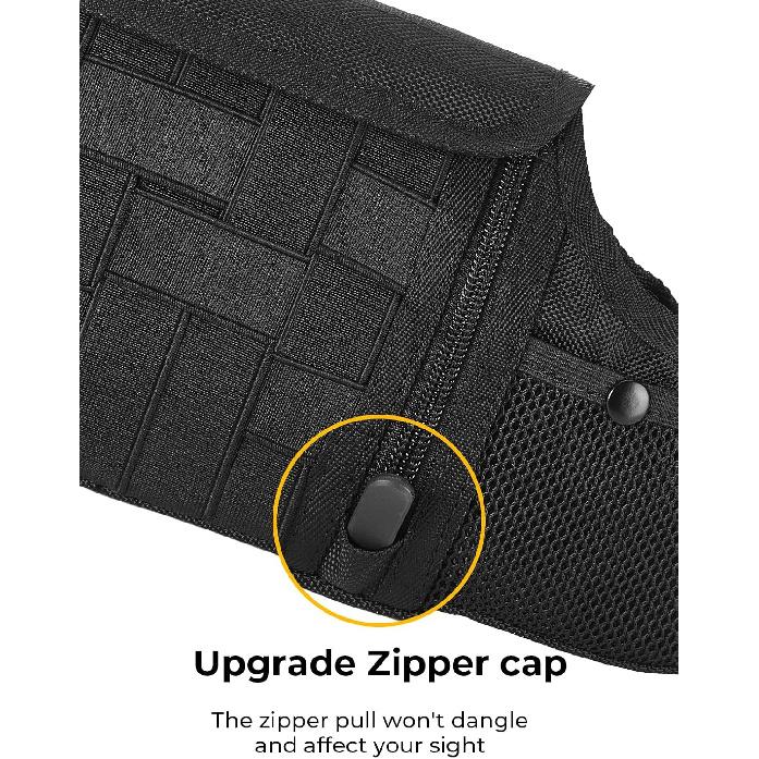 Upgraded Sun Visor Organizer Compatible With Wrangler JK 2007-2009, Multi-Pocket Net Zipper Visor Storage Cover, Molle Webbing Holder Pouch