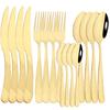 16Pcs Dinnerware Sliver Stainless Steel Cutlery Gold Plated Western Tableware Dinner Set Mirror Knife Fork Spoon Dishwasher Safe
