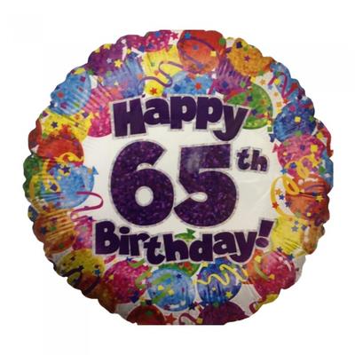 Oaktree Фольгированный шар с конфетти на 65-летие