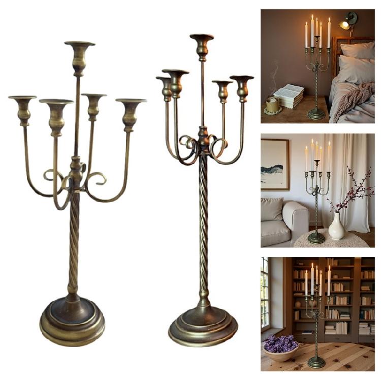 Пятирожковые железные подсвечники-конусы, декоративная подставка для свечей для свадьбы, обеденного стола, домашнего декора