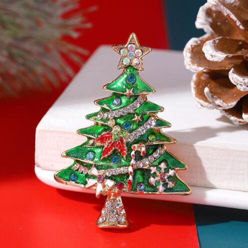 1PC Christmas Brooch, Christmas Tree Drip Oil Brooch Autumn and Winter Sweater Accessories Christmas Clothing Accessories