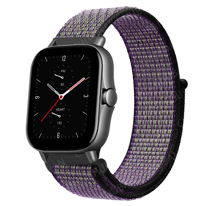 20mm/22mm Nylon Loop Watch Band For Amazfit GTS/4/2/2e/3/GTS2 Mini/GTR 4/3 pro/GTR2/2e/stratos 2/3 Bracelet Amazfit Bip-u Strap