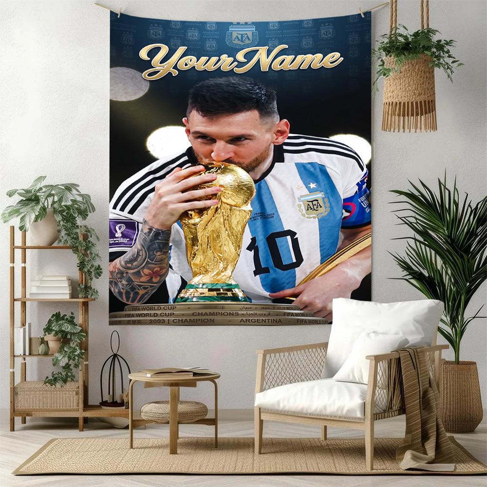 Messi Custom Your Name Wall Decor Tapestry Art For Pet Memorial Birthdaywedding Party Backdrop Family Gift