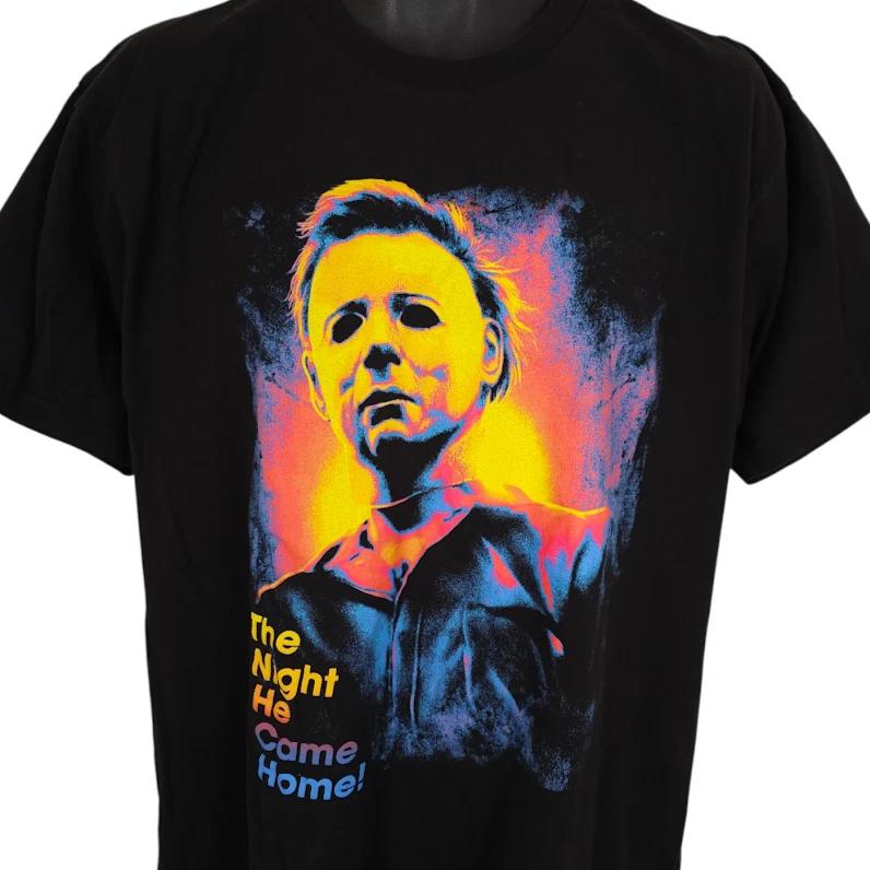 Halloween 100% Cotton T-shirt Mens Tees Top Mens Size XL Black Michael Myers The Night He Came Home Horror