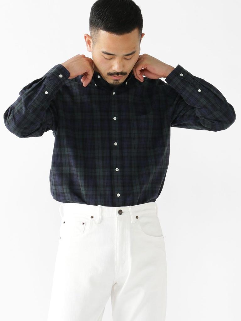 Рубашка Индиго Клетчатая рубашка на пуговицах S 38110107139 [Beams Plus] L/S Мужская INDIGO_BLACK_WATCH