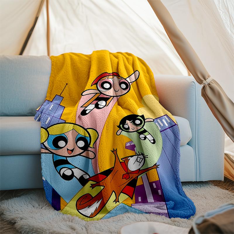 The Powerpuff Girls Theme Printed Blanket - Perfect for Couch, Bed, Travel & Outdoor Use | Machine Washable, Cozy & Durable.