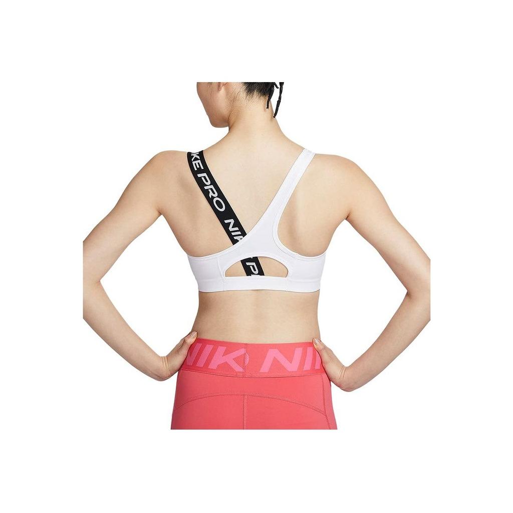 Nike Pro Swoosh Asymmetrical Letter Logo Print Medium Support Quick-Dry Padded Training Sports Bra Women Sports Bra White FV6527-100