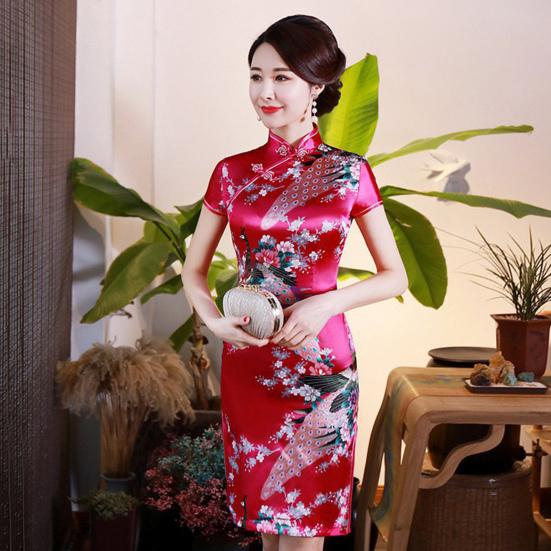 Летний Cheongsam с пряжками на бедрах, длиной до колена, в китайском стиле, летняя тонкая женская одежда Qipao