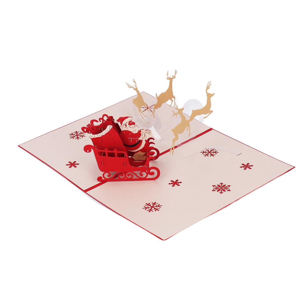 3D рождественские открытки, сделанные вручную, красиво выгравированные, повозка с оленями, 3D всплывающие поздравительные открытки для Write Blessi