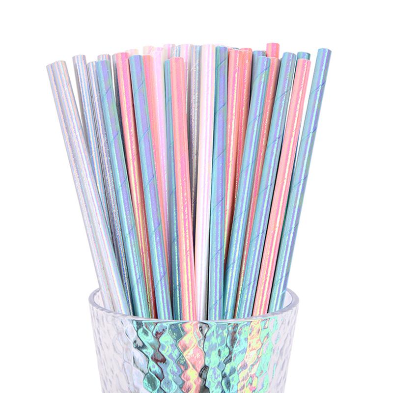25 шт. фольги золото/серебро радуга одноразовые питьевые цветные бумажные трубочки рождественский свадьба день рождения украшения вечеринка мероприятия принадлежности