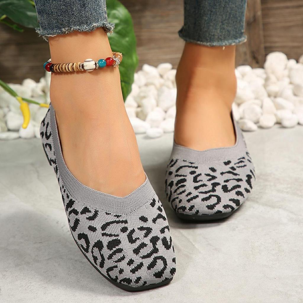 Fashion 2024 Leopard Print Flats Shoes Women Slip On Breathable Mesh Casual Sneaker Woman Comfort Non Slip Walking Shoes 43