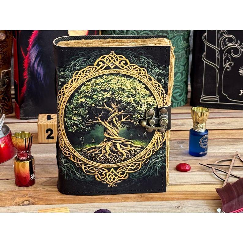 Журнал из кожи Древо жизни - Блокноты из натуральной кожи для женщин - Красивый журнал Для зарисовок Книга для путешествий Пустая книга для заклинаний