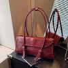 Burgundy Underarm Shoulder Bags For Women Pure Color PU Leather Large Capacity Casual Tote Bag New Luxury Commuter Handbags