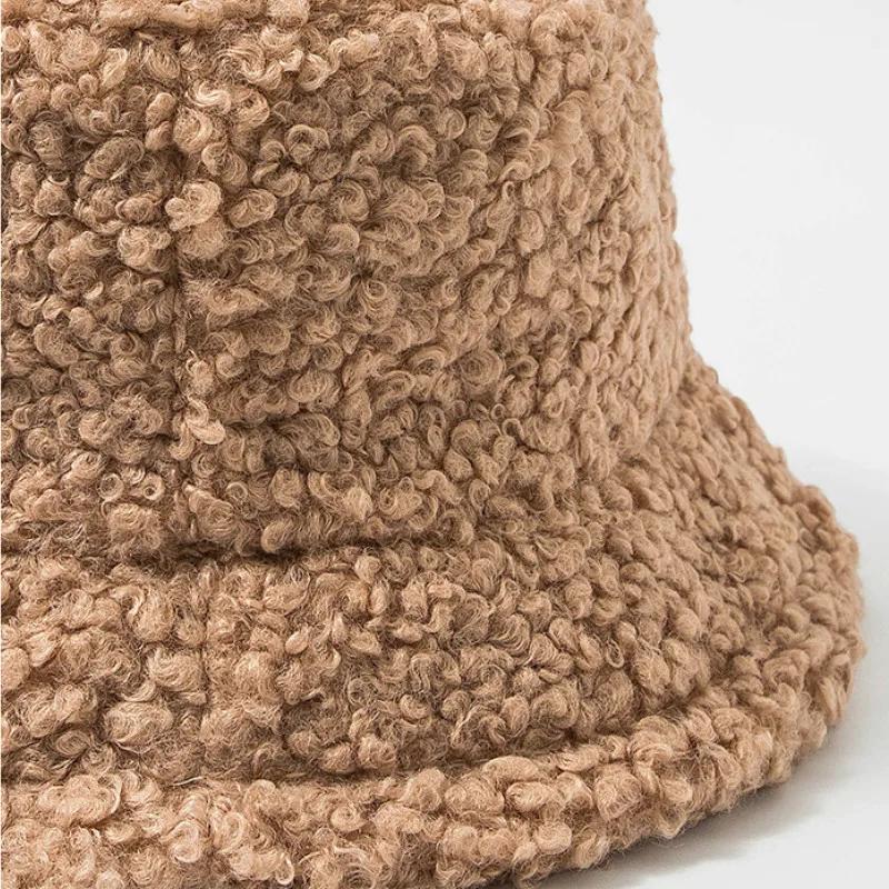 Однотонная теплая женская шапка из искусственного меха, зимняя панама для женщин, уличная солнцезащитная шляпа, панама, женская шапка