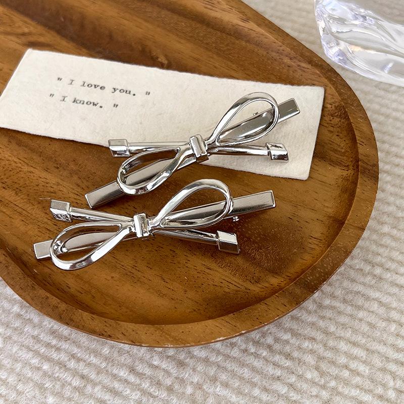 Sliver Metal Bowknot Hair Side Clips Girls Y2K Sweet Cute Barrettes Hairpins Hair Accessories for Women Style Headwear Headdress