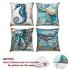 4Pcs Nautical Ocean Animal Throw Pillow Covers Polyester Linen Pillowcases Seahorse Turtle Octopus Whale Pattern For Home Decor