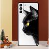Черный кот Стеклянные глаза Чехол Для Samsung Galaxy S24 Ultra S23 S22 S21 S20 FE Note 20 S8 S9 S10 Note 10 Plus Чехол