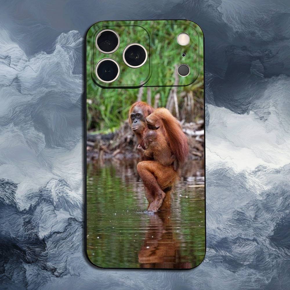 Красный Смешной Бабуин Чехол Для iPhone 12,14,15,16,17,13,11,X,Mini,Plus,Pro Max,8,7,XR,SE,XS,Мягкий Силикон Черный