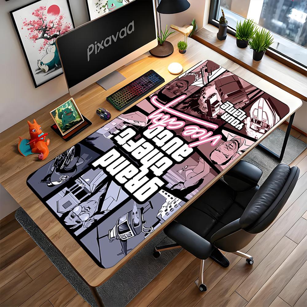 Grand Theft Auto Customize Text Mouse Pad Desk Mouse Pad HD Print Desk Pad Non-Slip Rubber Bottom Office Desk Accessory