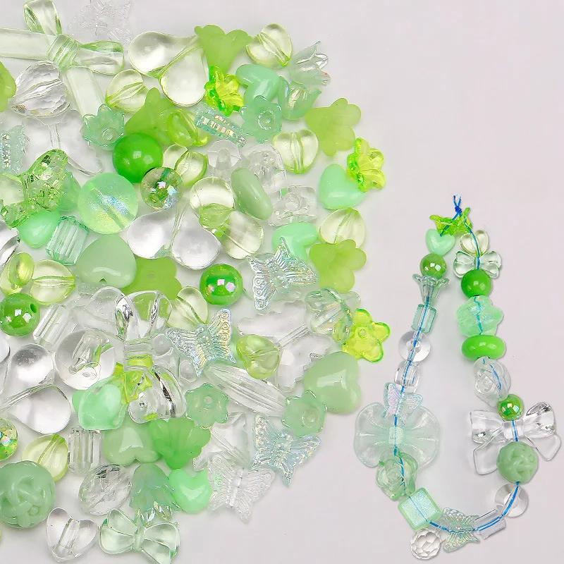 Смешайте акриловые бусины в форме сердца, бусины в форме цветка для поделок своими руками, изготовление швейных принадлежностей из бисера